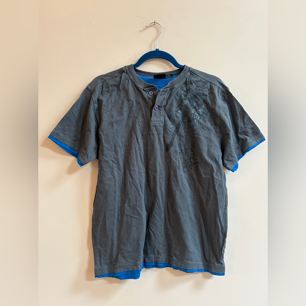 Point Zero Y2K Vintage Guitar Motif Skater Streetwear Cotton Short Sleeve Shirt